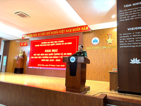 Khai mạc khóa học GDQP&AN cho sinh viên Trường Cao đẳng Y tế Khánh Hoà tại Trung tâm GDQP&AN Trường Đại học Nha Trang