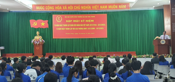 Gặp mặt kỷ niệm 79 năm Ngày thành lập Quân đội nhân dân Việt Nam (22/12/1944 - 22/12/2023), 34 năm Ngày hội Quốc phòng toàn dân (22/12/1989 - 22/12/2023) và 15 năm Ngày thành lập Hội Cựu Chiến binh Trường Đại học Nha Trang (18/12/2008 - 18/12/2023)