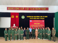 Khai mạc khoá học Giáo dục quốc phòng và an ninh cho sinh viên Trường Đại học Nông Lâm TP. Hồ Chí Minh phân hiệu Ninh Thuận năm học 2024 - 2025